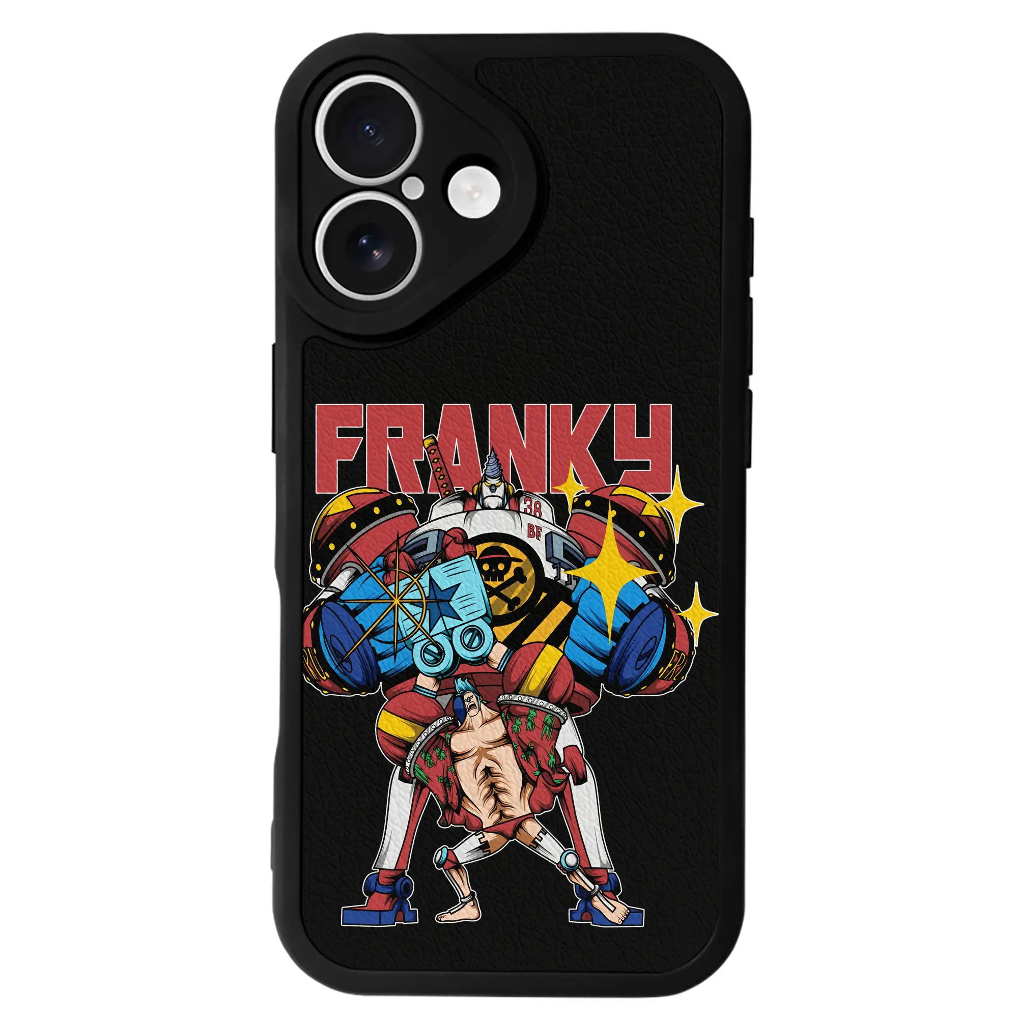 ワンピース グッズ フランキー - IPhone 16シリーズ対応 ・ シリコンスマホケース ・ レザー調 ・ 高精度フィット ・ 耐衝撃 ・ ワイヤレス充電対応 ・ 精密カット